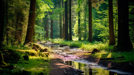 森の中を静かに流れる川