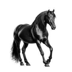 black horse looking isolated on white