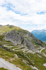 photograph of the Grimsel Pass in the Swiss Alps. Taken from the lookout