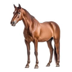 brown horse looking isolated on white