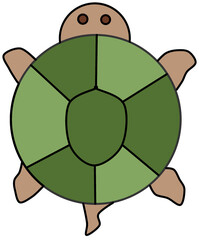 Tortoise, turtle simple digital cartoon line icon artwork divided isolated Element illustration