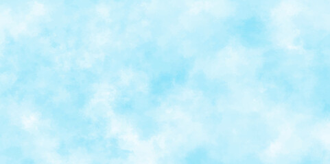 Abstract blurry defocused and grainy blue sky shades Watercolor background, creative brush painted aquarelle light sky blue background, Beautiful and cloudy blue paper texture background.