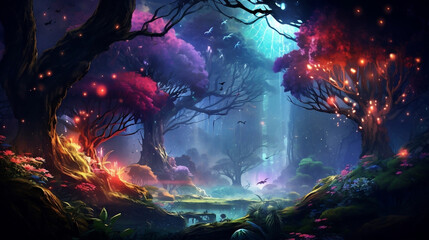 Obraz na płótnie Canvas A beautiful Landscape of a fantasy forest 
