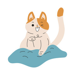 Fototapeta premium Funny Cat Domestic Pet with Pretty Snout Winking Vector Illustration
