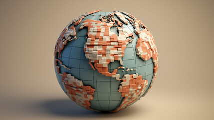 globe model of the earth on a solid background.