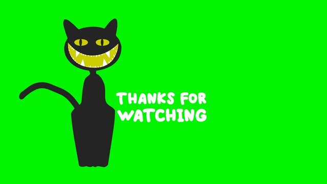Halloween Style Animation Video with a Cat Icon and the words Thank you for watching