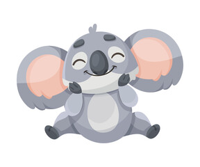 Cheerful Koala Animal with Large Ears and Pretty Snout Vector Illustration