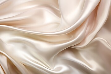 Naklejka premium Elegant Silver Creamy Flowing Fluid Drape Made of Golden White Silk smooth white banner with a curving background