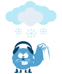 BLUE FREEZING CAT FUNNY CARTOON ILLUSTRATION DESIGN