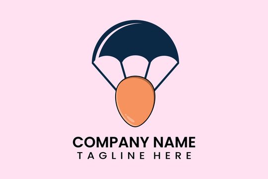 Flat vector parachute balloon boiled egg logo modern style template