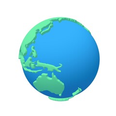 Cartoon planet Earth 3d render icon on white background