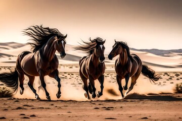 horses in desert Generated Ai