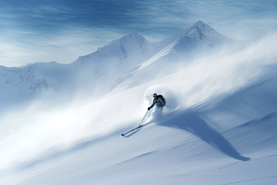 Ein Bild von einem Skifahrer an einem schönen Wintertag