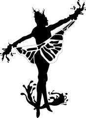 A woman's silhouette dancing in the water 