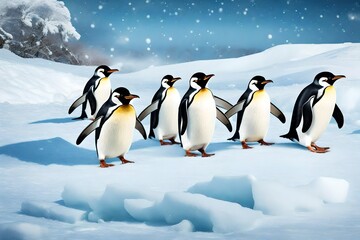 penguins on ice Generated Ai