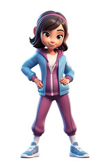 Fitness trainer. 3D cartoon characters. Isolated background, animated character.