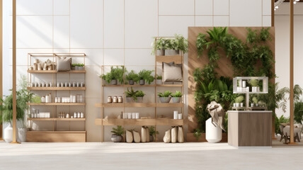 Organic eco cosmetics store concept.