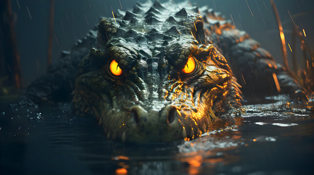 alligator, crocodile deadly face close shot