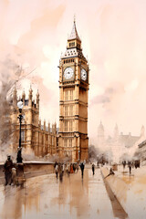 Illustration of the beautiful city of London. United Kingdom - obrazy, fototapety, plakaty