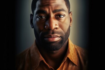Obraz premium African American man's natural light portrait. Photo generative AI