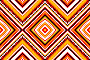 Seamless design pattern, traditional geometric zigzag patternred black white yellow vector illustration design, abstract fabric pattern, aztec style for print textiles 