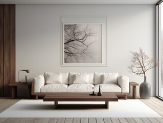 Modern living room with sofa and a picture on the wall