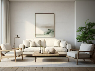 Modern living room with sofa and a picture on the wall