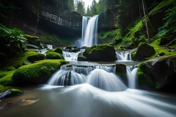 waterfall in the forest generative ai