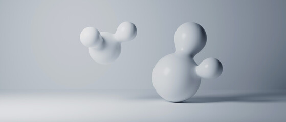 Background Simple molecule shapes 3d render.