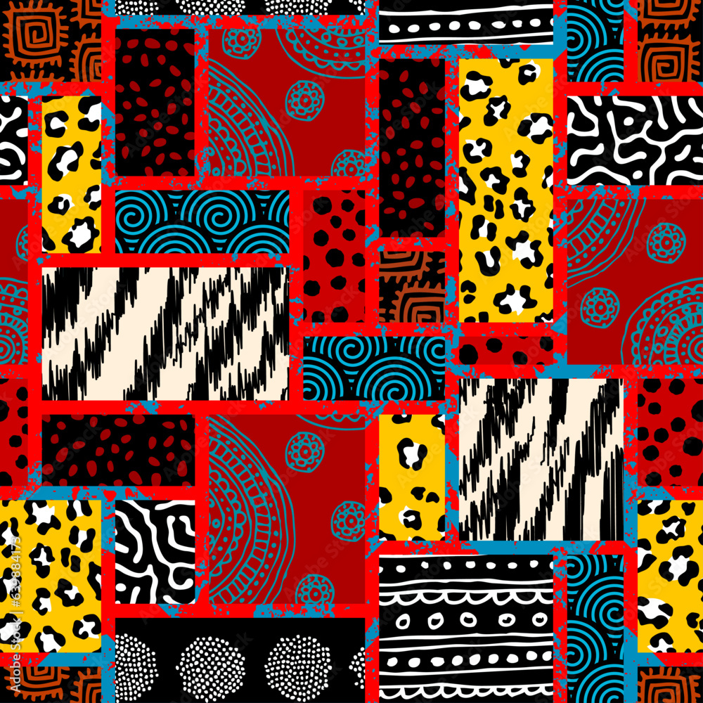 Poster Geometric abstract triangles pattern. Afro style. Seamless vector image.