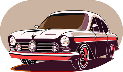 Elegantly detailed vintage car illustration, exuding classic charm and timeless craftsmanship.