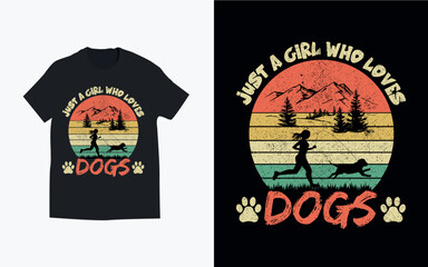 just a girl who loves dogs retro t shirt design