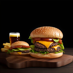 Craft beef burger with cheese