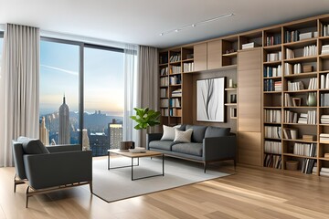 living room interior, Generative Ai