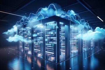 Cloud computing transfer big data on internet. futuristic digital technology .Generative AI