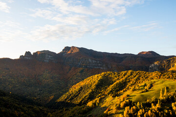 Autumn sunrise in Puigsacalm peak, La Garrotxa, Spain