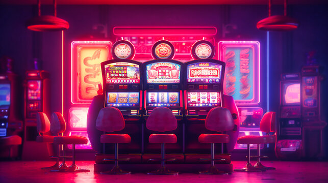A cascade of light within a casino machine creates an ambiance of excitement, mirroring the thrill of chance and fortune.