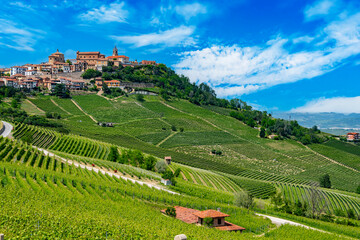 Fototapeta na wymiar View of La Morra in the Province of Cuneo, Piedmont, Italy