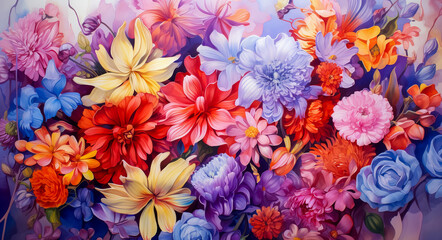 Fototapeta na wymiar Watercolor Flower Clipart. Realistic Floral Illustrations. Watercolor floral composition