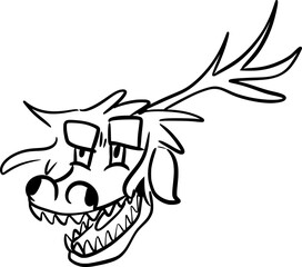 Vector drawing,art of eastern dragon head. Hand drawn, black and white, contour, silhouette, cartoon style,doodle,isolated. Symbol,sign of New 2024 year,holiday,celebration,weekend,cute,silly,Chinese.