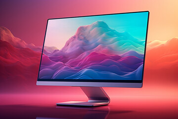 3d illustration of Desktop Computer-Colorful Monitor Screen, product design