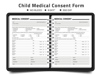 Obraz premium Child Medical Consent Form, In Case of Emergency Logbook