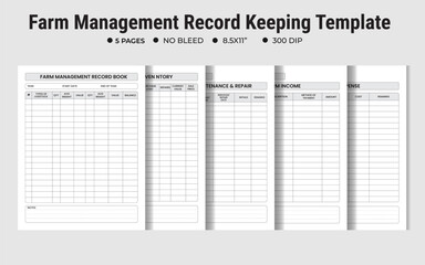 Farm Management Record-Keeping Template, Kdp Interior