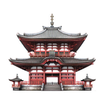 Japanese temple isolated on white created with Generative AI