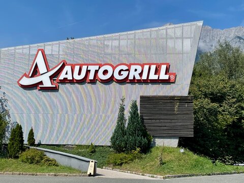 Autogrill at motorway service area Were in Tyrol, Austria, 26.08.2023.