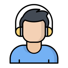 Music Listening Line Color Icon