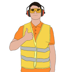 man working on construction illustration