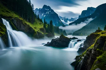 Photo sur Plexiglas Tatras waterfall in the mountains Generated Ai