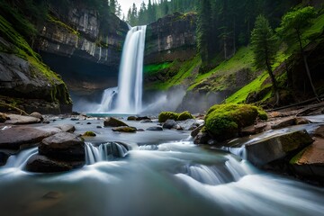 waterfall in the woods Generated Ai