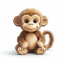 Fototapeta premium Plush Monkey Isolated on White Background. Generative ai